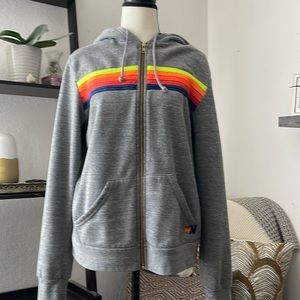 Aviator Nation 5 stripe zip hoodie